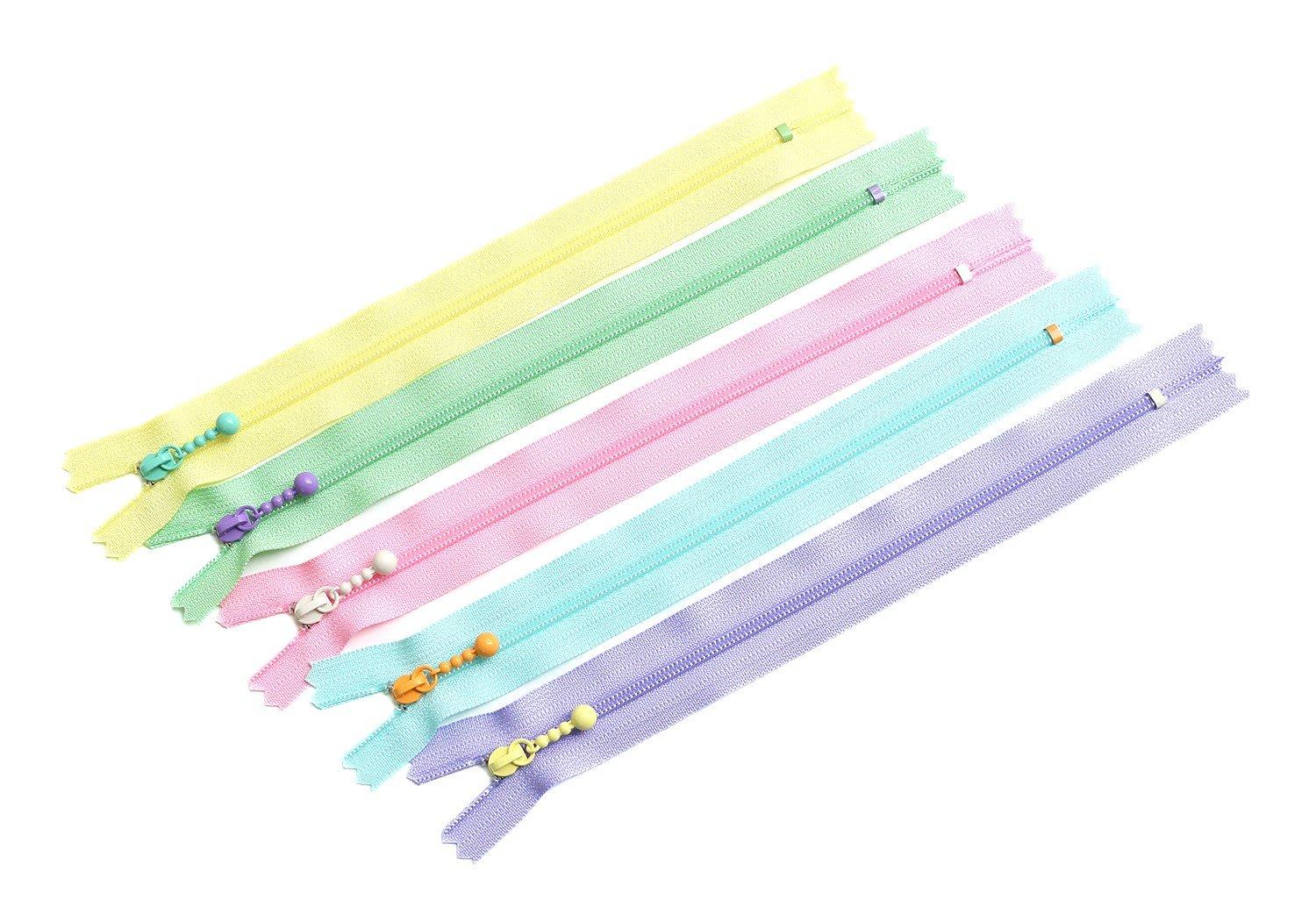 Y.K.K. Colorful Zippers for Pouches 5-Piece Set 20cm (20cm) 5 Pieces: 1 Piece Each Color 3CF20-COMIX-2 Craft Supplies