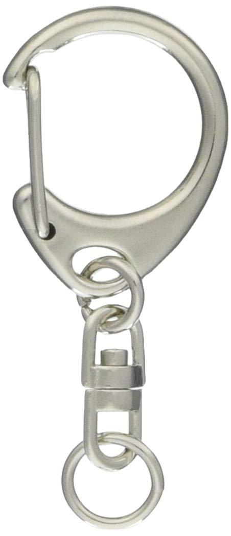 Nippon Chuko One-Touch Keyring Hardware with Swivel Hook, 10-Piece Set, Total Length 5.5cm, Silver KD10 Accessories Accessory Materials Keyring Hardware