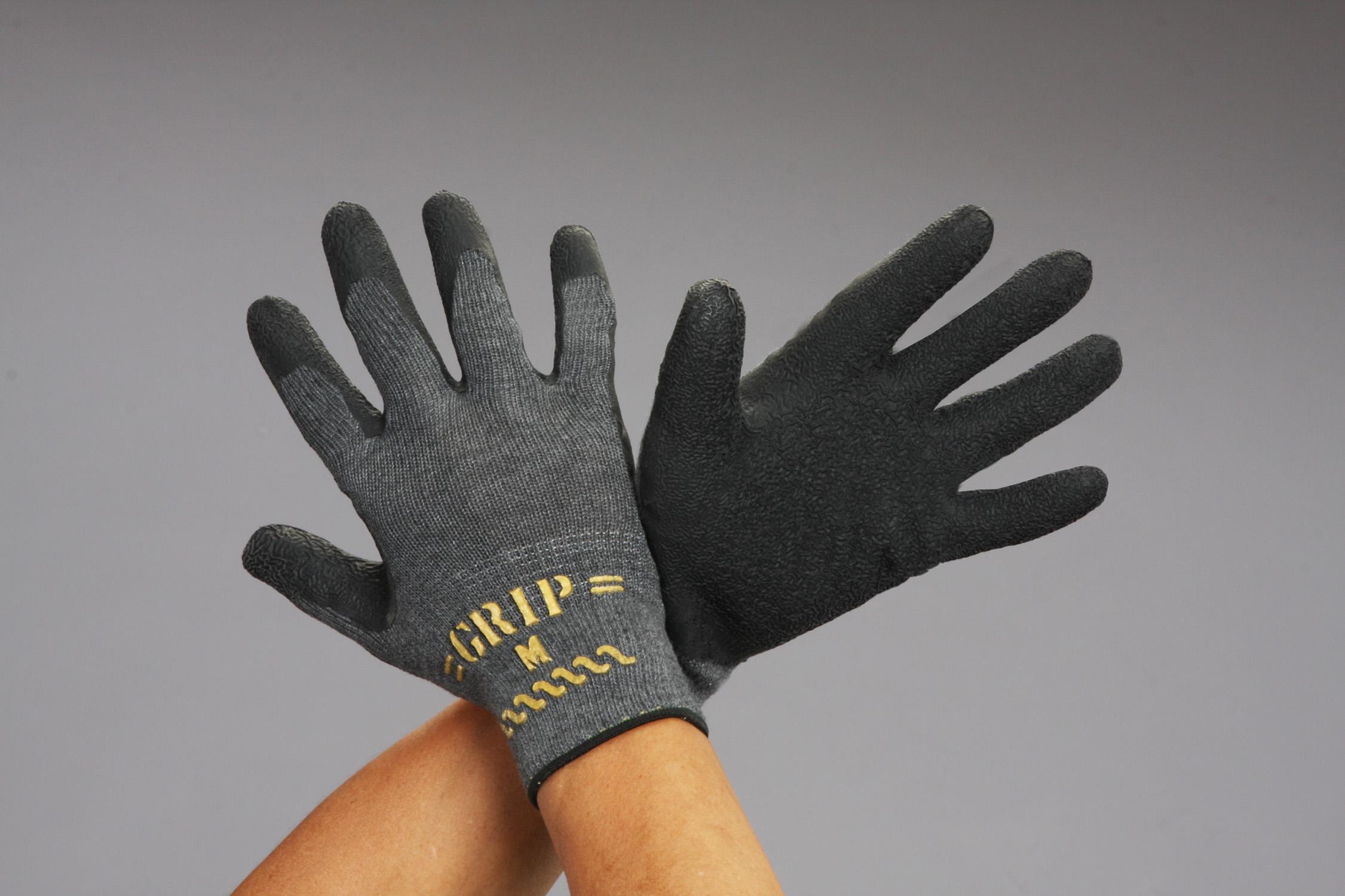 [L] Gloves (Polyester, Cotton/Natural Rubber Coated / Black)