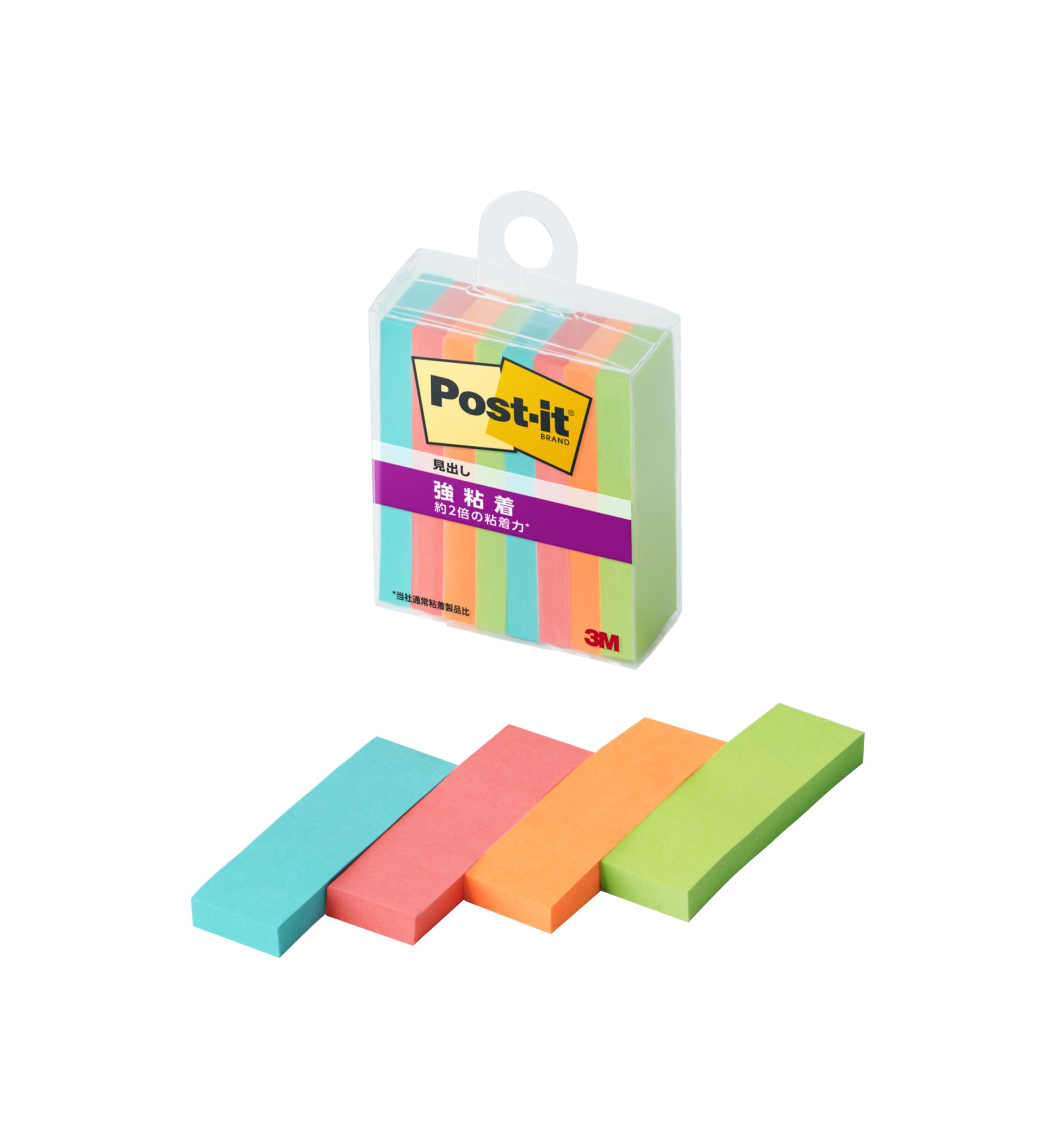 Post-it Notes, Strong Adhesive, Multi-Color 1N, 50×15mm, 45 Sheets, 4 Colors, 2 Pads Each, Clear Case, 700SS-MC-1N