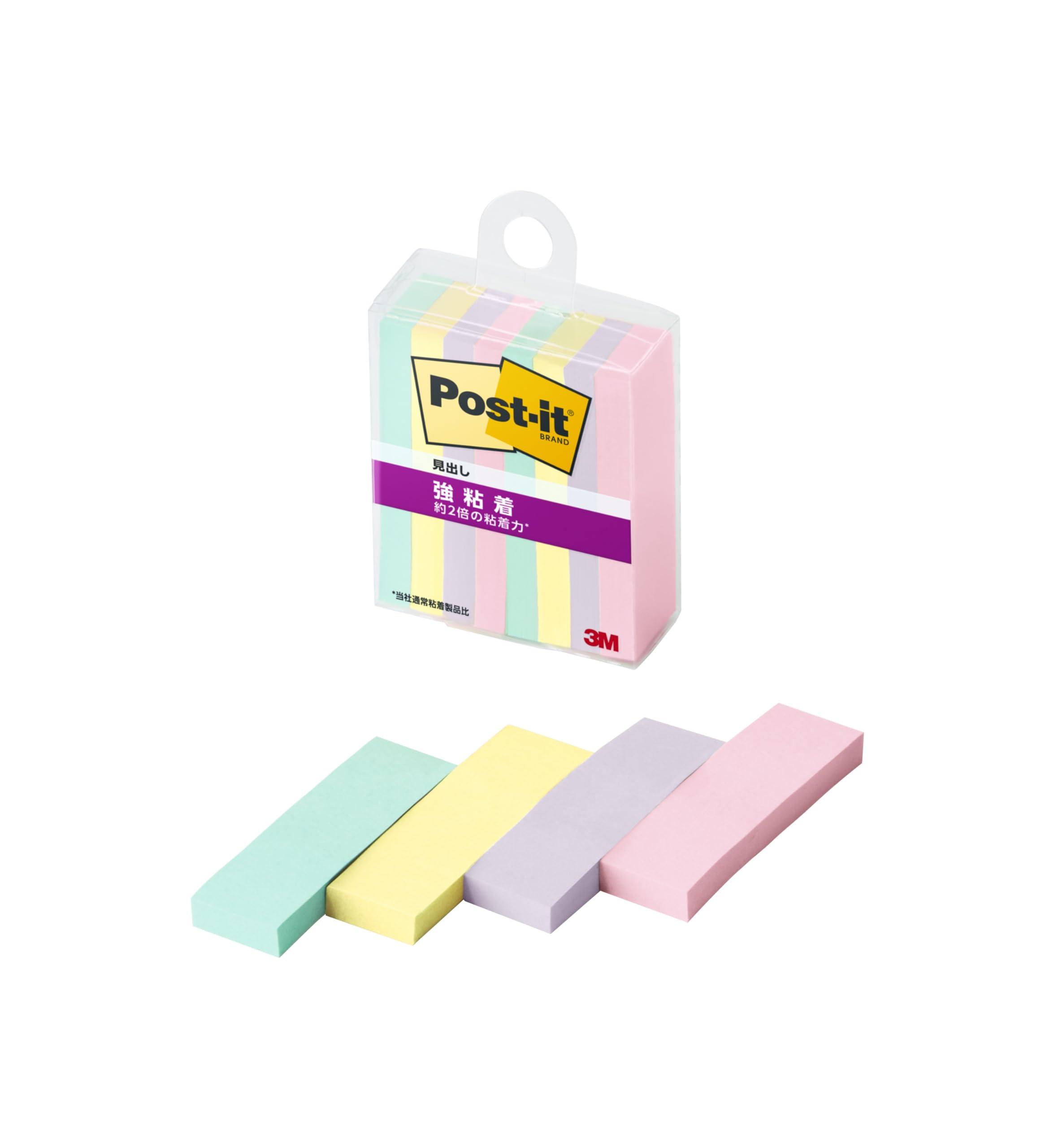 Post-it Notes, Strong Adhesive, Multi-Color 5N, 50×15mm, 45 Sheets, 4 Colors, 2 Pads Each, Clear Case, 700SS-MC-5N