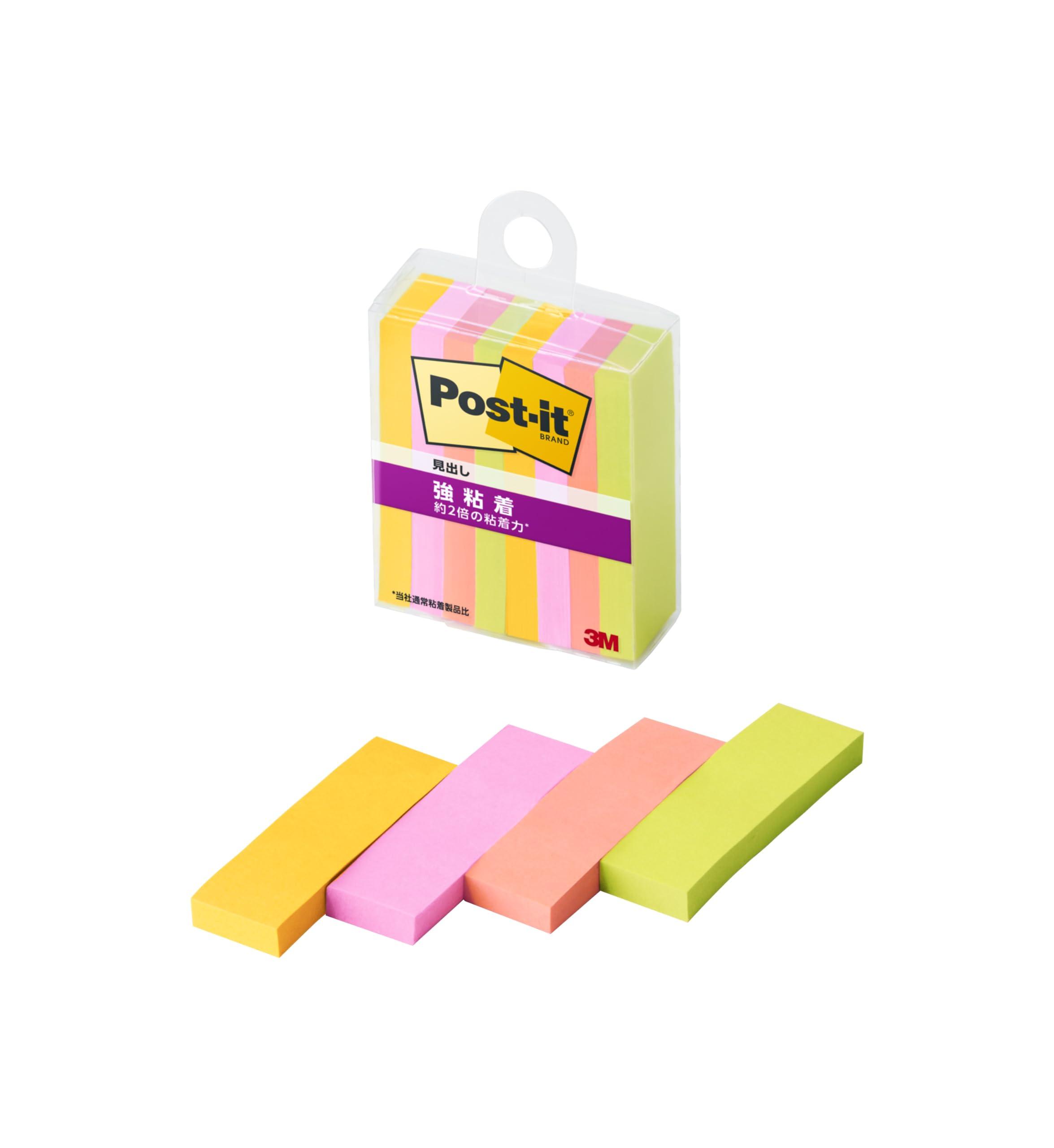 Post-it Notes, Strong Adhesive, Multi-Color 6N, 50×15mm, 45 Sheets, 4 Colors, 2 Pads Each, Clear Case, 700SS-MC-6N