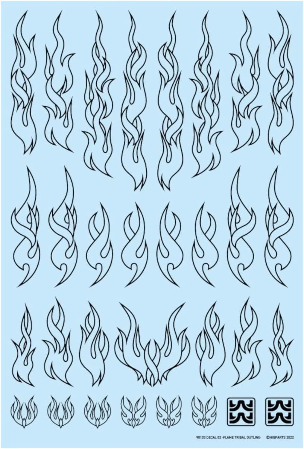 Haikyuu Parts Fire Tribal Decal Outline Black 1 Sheet Plastic Model Decal FTOL-BLK