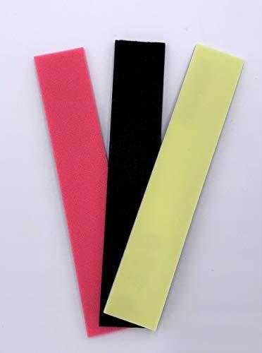 Argofile Cushion File Sponge Night (Features KOVAX Files) 2mm Thickness Coarse Grit 3-Piece Set #240, #320, #400 (2 sheets each) Red, Black, Yellow