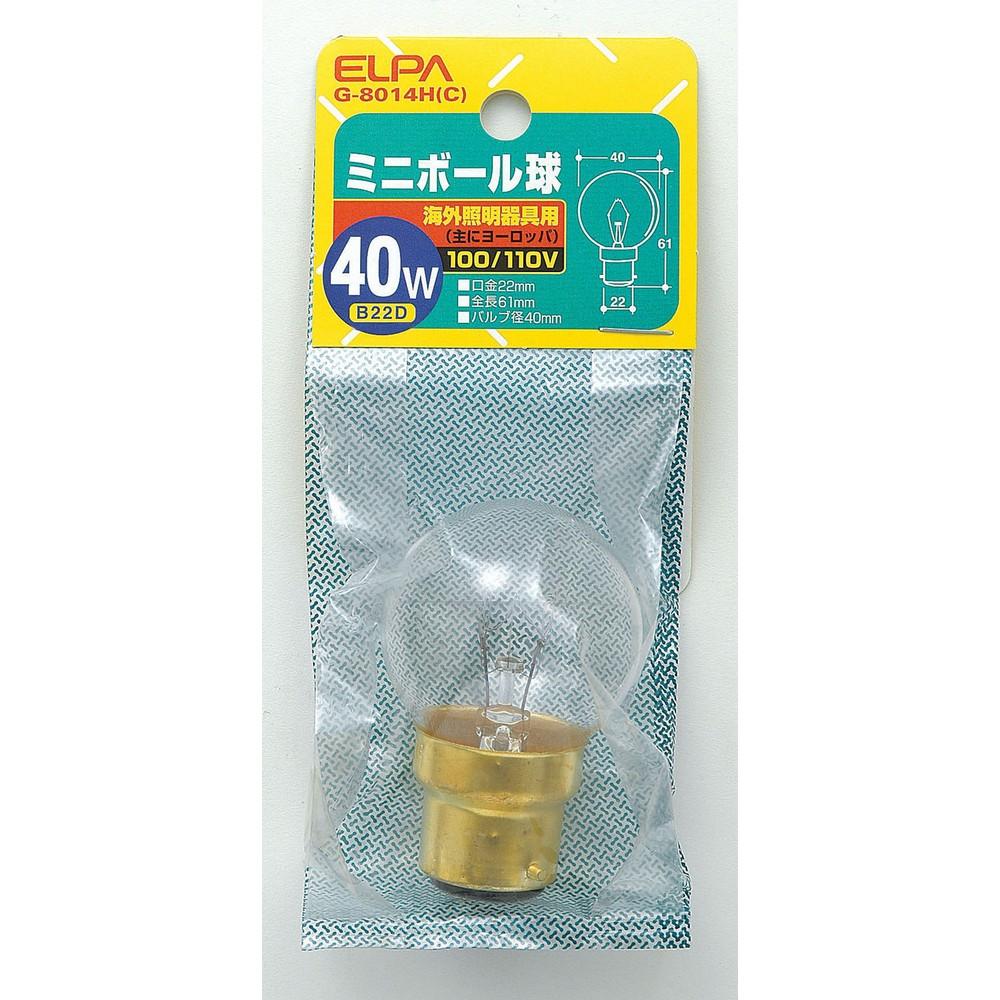 ELPA Mini Ball Light Bulb B22D 40W Clear G-8014H(C)