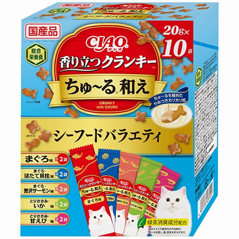 CIAO Crunchy with Flavorful Topping Box Seafood Variety 20g × 10 bags
