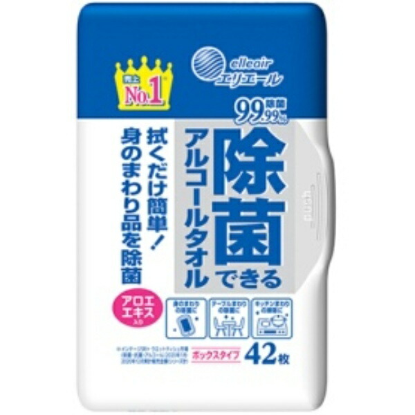 Daio Paper Erielle Antibacterial Alcohol Wipes Box Unit 1 (42 sheets)