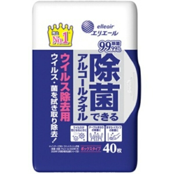Daio Paper Erielle Antibacterial Alcohol Wipes for Virus Removal Box Unit 1 (40 sheets)