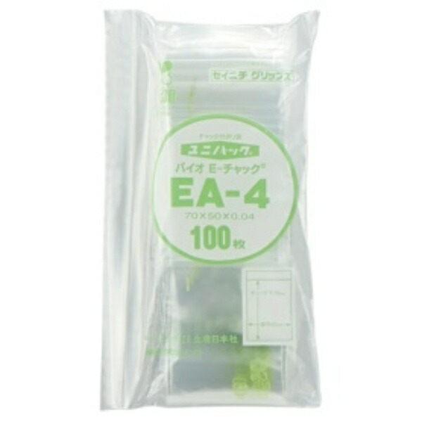 Seinichi Polyethylene Bags with Zipper Closure Unipack Bio E-Zip Type EA-4 100 Sheets