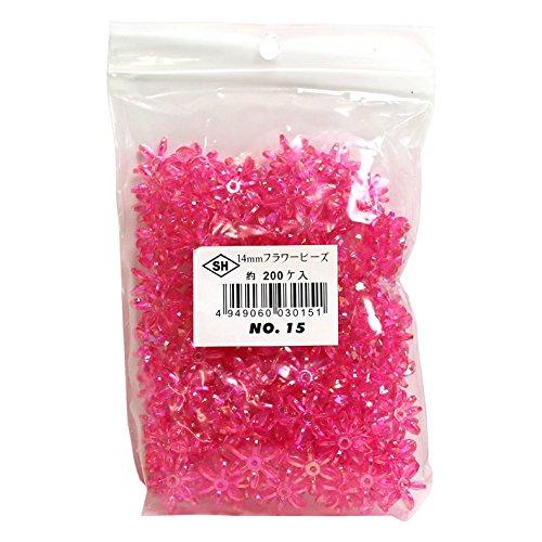 Shimamura Flower Beads Deluxe DX 14mm Shocking Pink 200-Piece Pack ASH-FL14-15