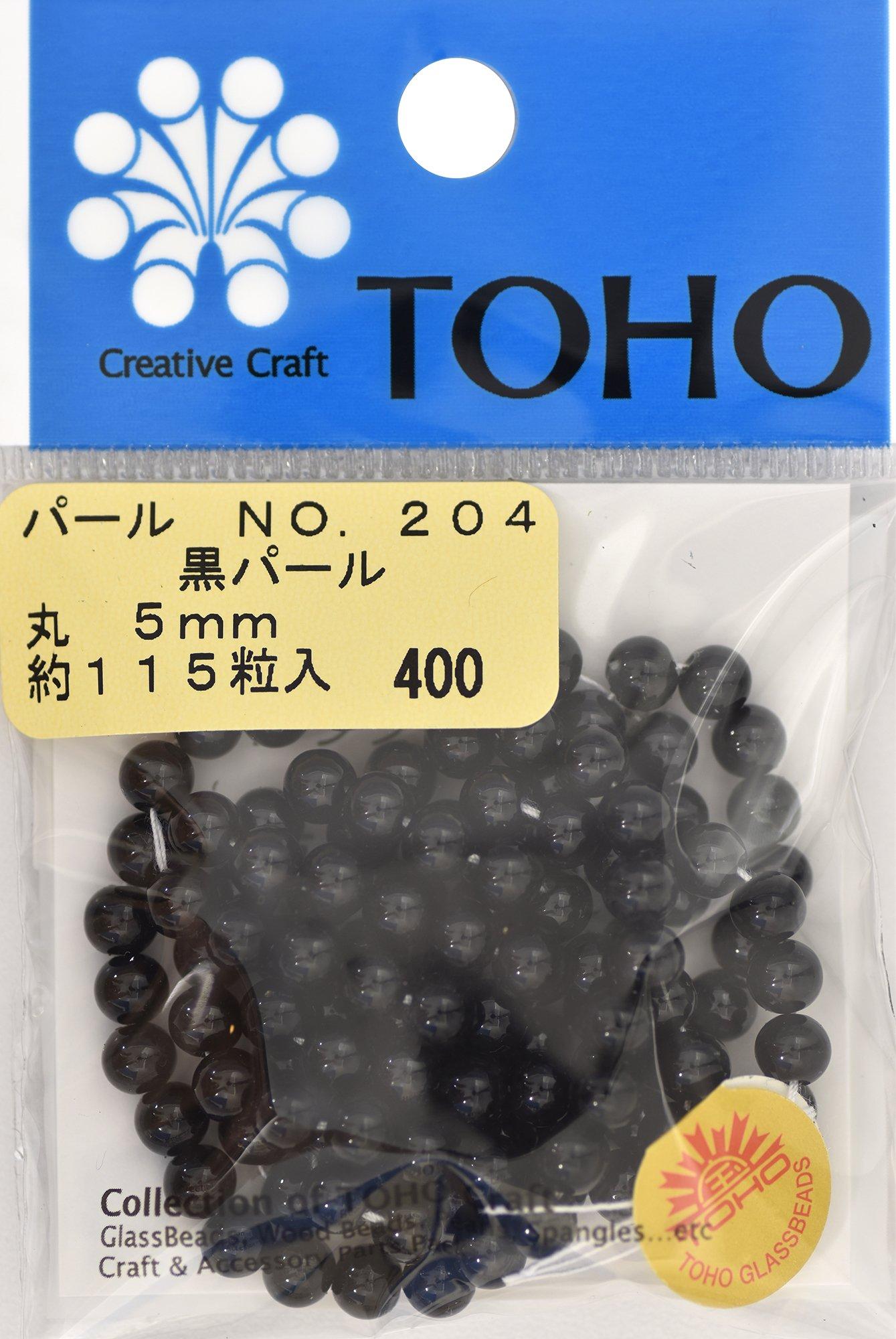 TOHO Round Pearl, Approx. 5mm Outer Diameter, Black, Approx. 115 Pieces, No. 204
