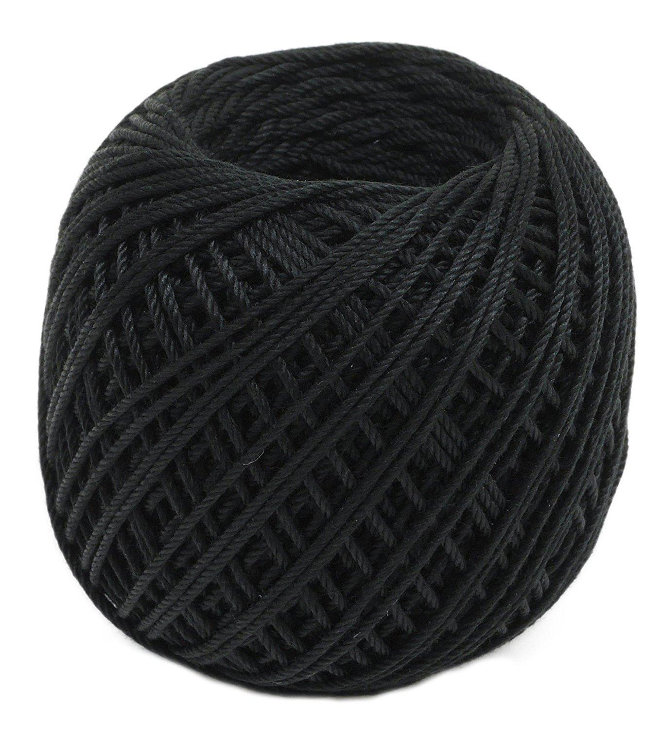 Olimpas Silk Tatting Lace Thread, Thick Lace Thread, Col. T318 (Black), Approx. 40m