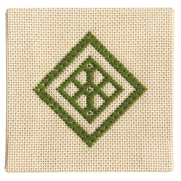 Olimpas Silk Kogin Stitching Kit Coaster (Green) 19