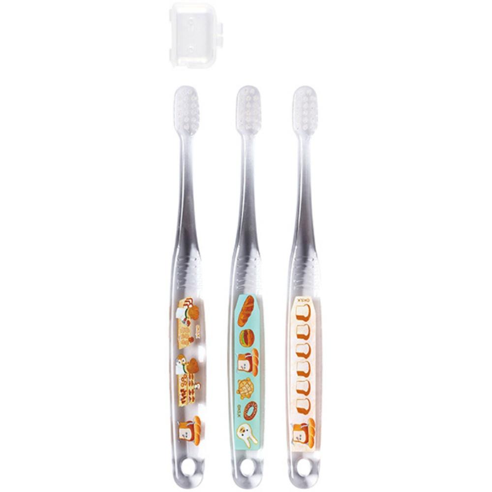Skater Toothbrush for Preschoolers Ages 3-5, Soft Bristles, Clear, 3-Pack, Bread Thief Design TBCR5T-A