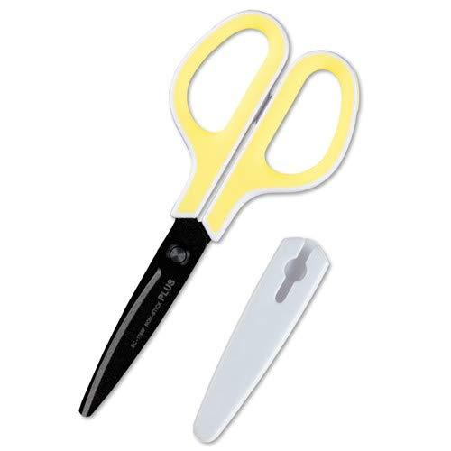 Plus Scissors Fit Cut Curve Fluorine-Coated Low-Rebound Grip SC-175SF White/Yellow 34-546