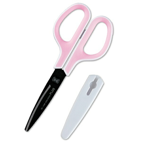 Plus Scissors Fit Cut Curve Fluorine-Coated Low-Rebound Grip SC-175SF White/Pink 34-547