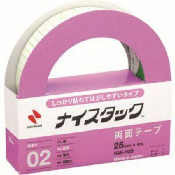 Nichiban Double-Sided Tape Nice Tack (Sticks Strongly Yet Peels Off Easily) 25mm x 9m NW-H25