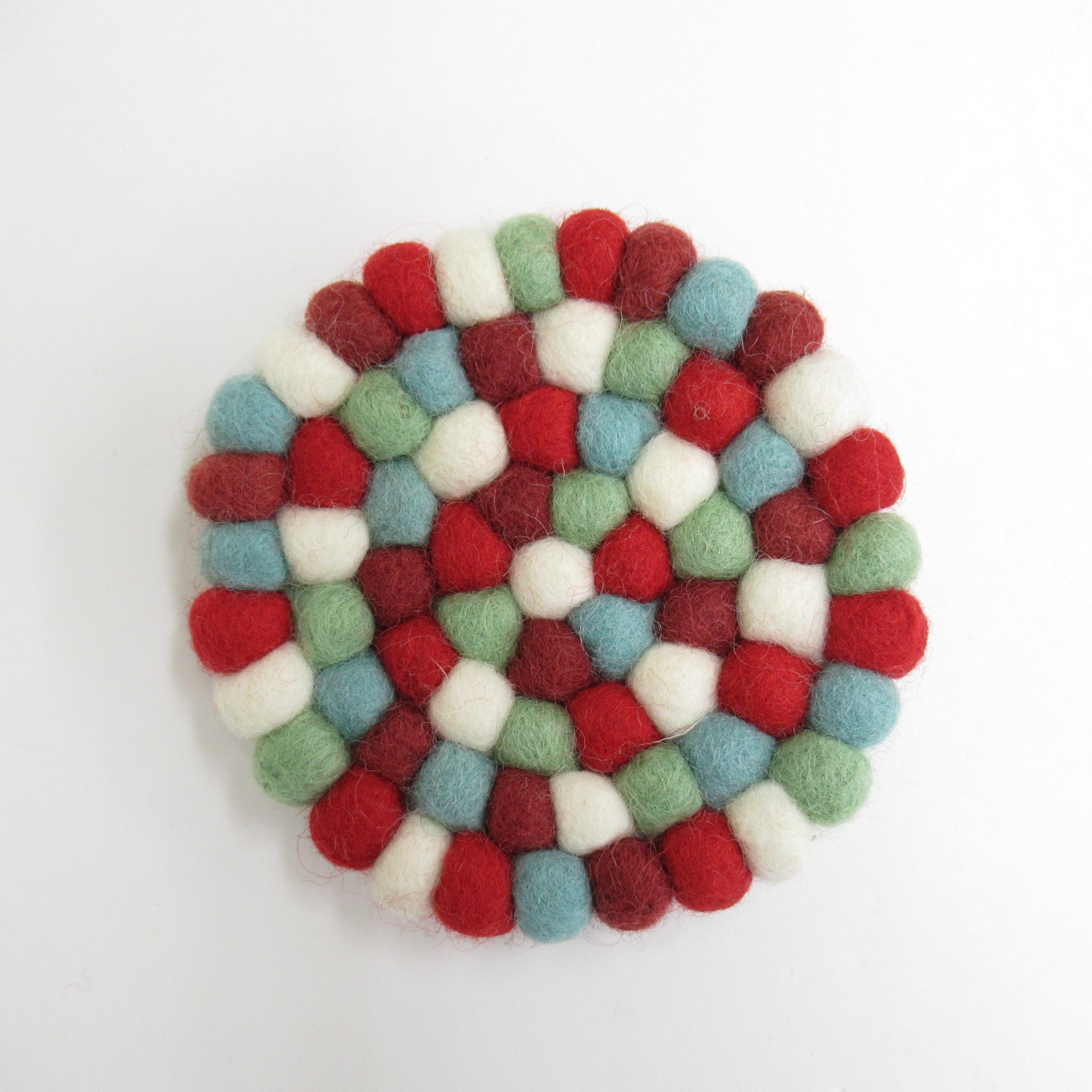Maru Shin Coaster Nepal Poko Poko Coaster Red Nepal Imported Product Coaster Stylish Interior Felt 0395014500