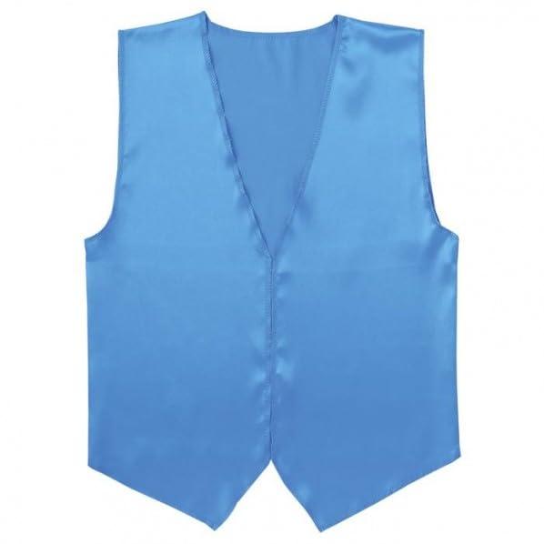 Soft Satin Vest V-Neck Type Blue L