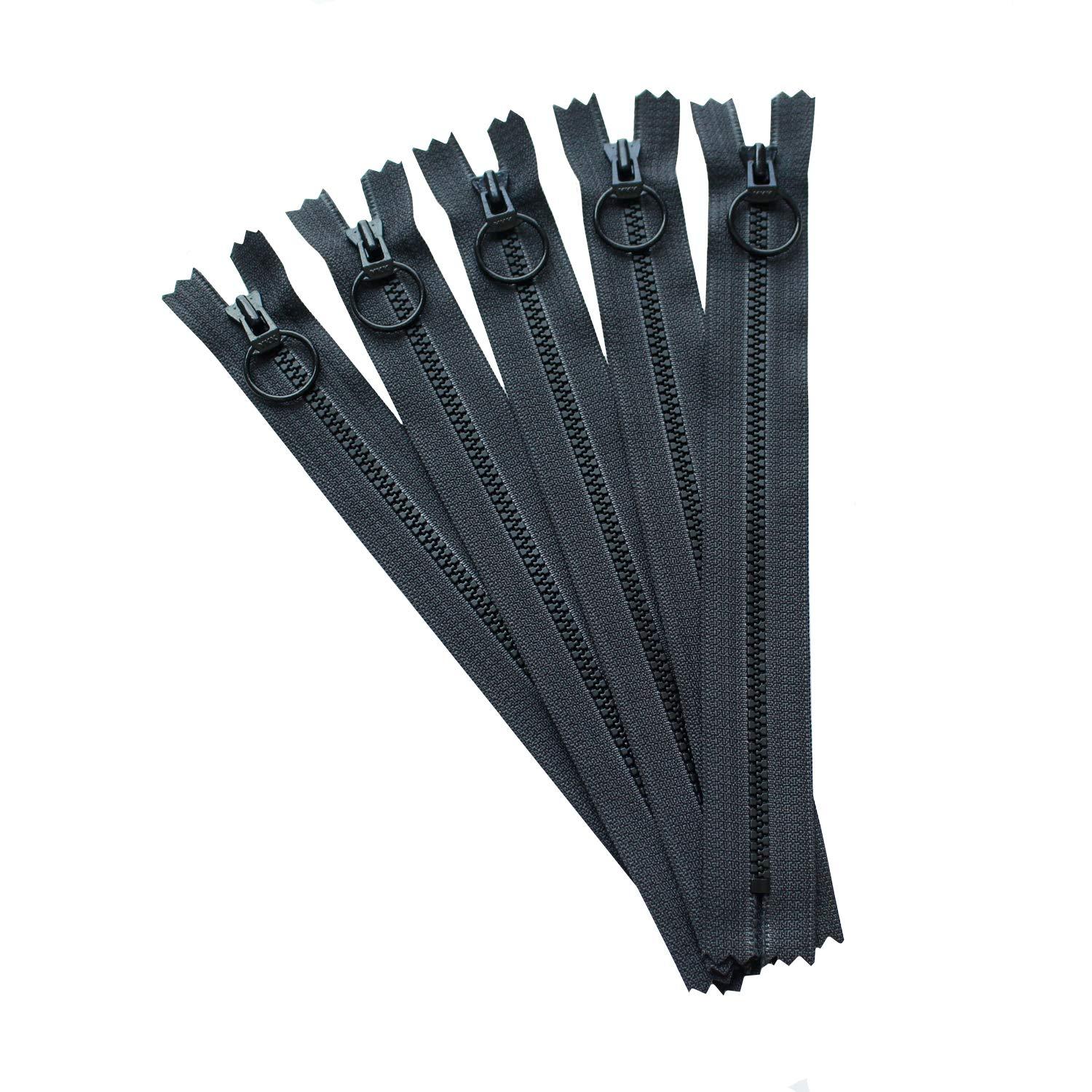 Y.K.K. Combi Fastener 20cm, 5-Piece Set in Same Color, Jet Black 3VSC20-807