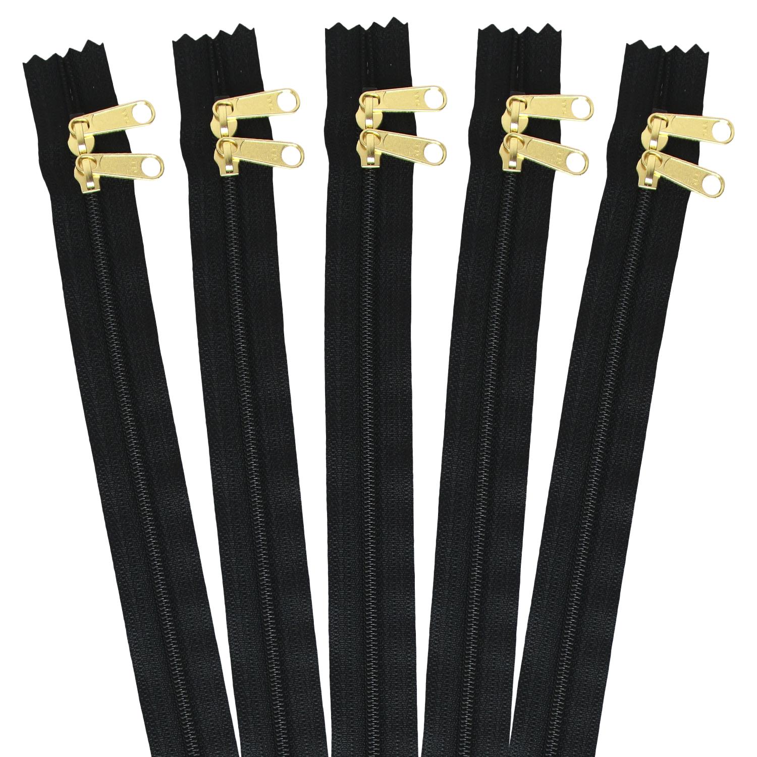 Nippon Chuko 30cm Two-Way Zipper, 5-Pack, Black 3CFGW30-580