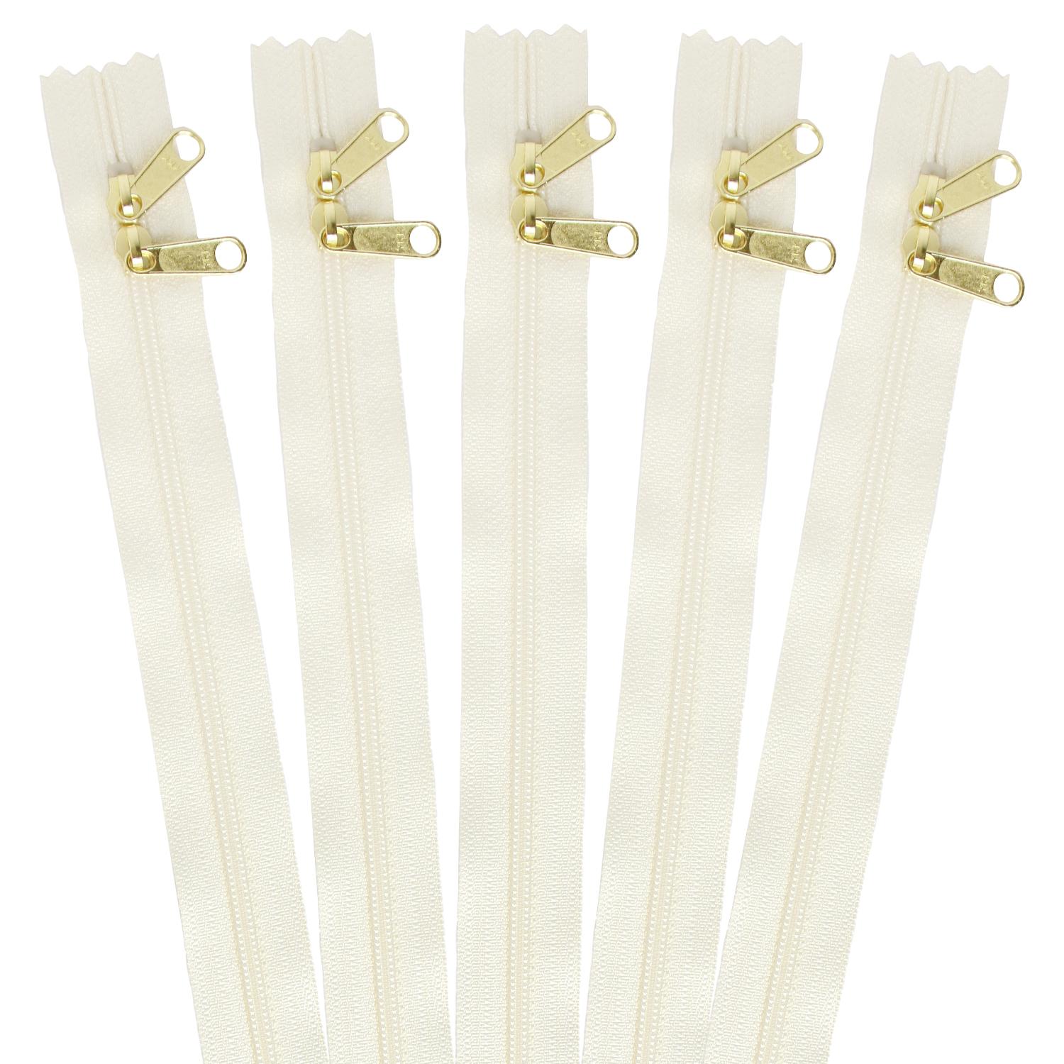 Nippon Chuko 30cm Two-Way Zipper, 5-Pack, Natural, 3CFGW30-801