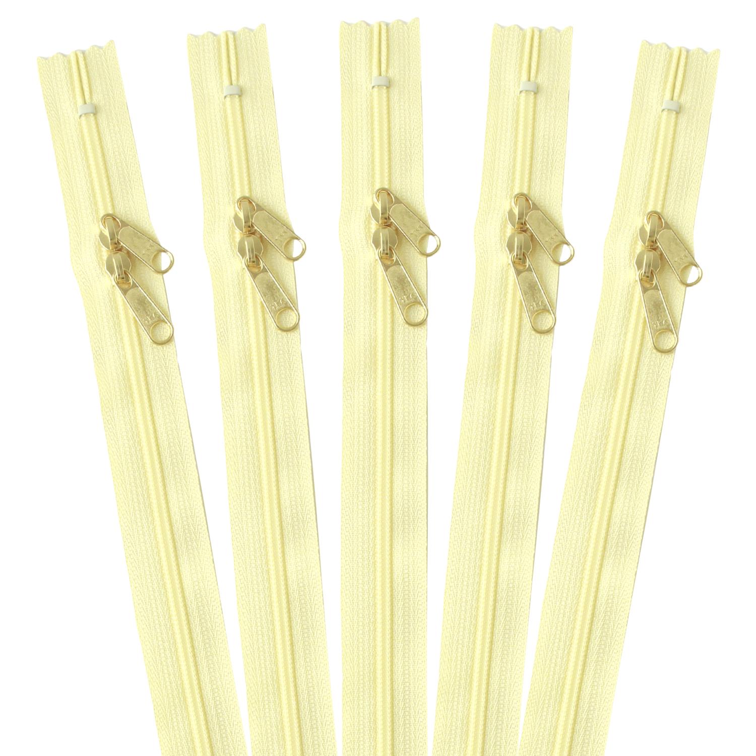 Nippon Chuko 30cm Two-Way Zipper, 5-Pack, Yellow 3CFGW30-345