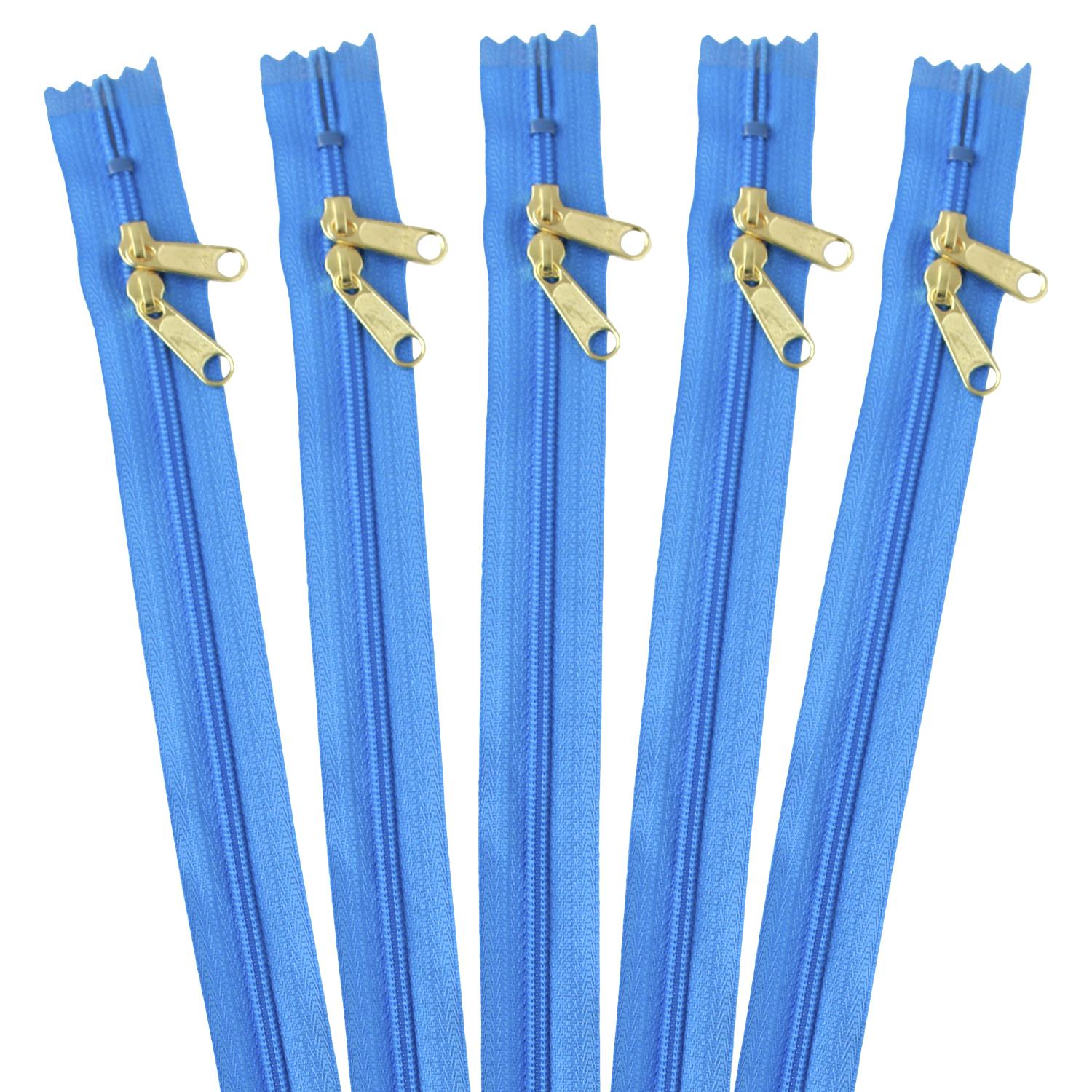 Nippon Chuko 30cm Two-Way Zipper, 5-Pack, Blue 3CFGW30-835