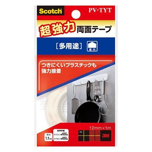 3M Scotch® Super Strong Double-Sided Tape, Multi-Purpose, 12mm x 1m, Core 25mm, PV-TYT