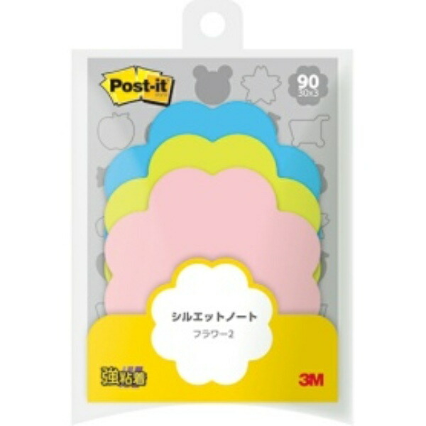 Post-it® Notes Strong Adhesive Silhouette Design Flower 69×69mm 30 sheets × 3 pads SSS-FLR2