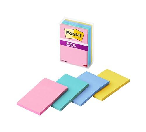 Post-it Notes, Strong Adhesive, Multi-Color 3N, 75×50mm, 45 Sheets, 4 Colors (1 Pad Each), Clear Case, 656SS-MC-3N