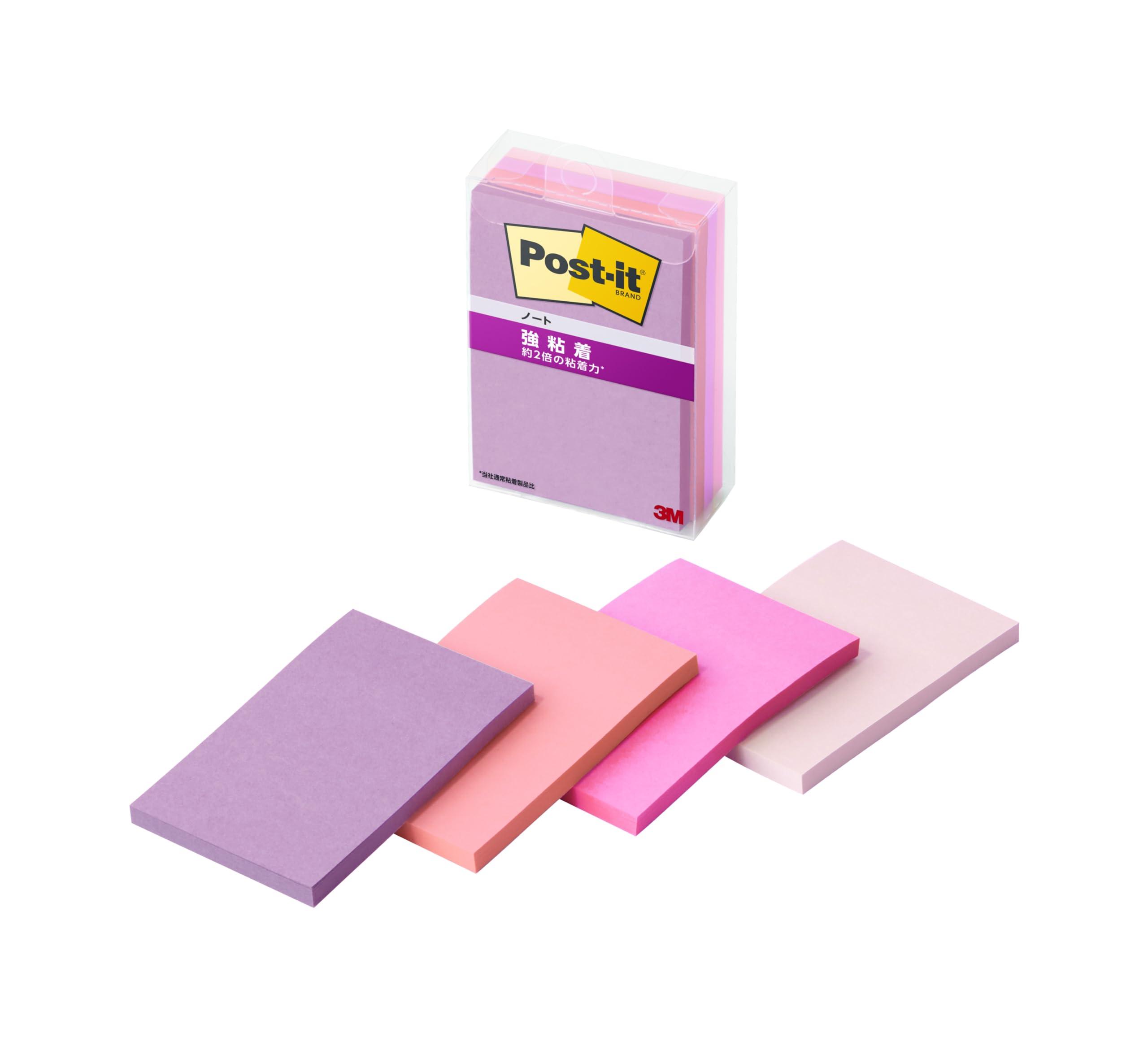 Post-it Notes, Strong Adhesive, Notebook, Multi-Color 7N, 75×50mm, 45 Sheets, 4 Colors, 1 Pad Each, Clear Case, 656SS-MC-7N