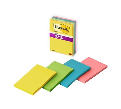Post-it Notes, Strong Adhesive, Notebook, Multi-Color 8N, 75×50mm, 45 Sheets, 4 Colors, 1 Pad Each, Clear Case, 656SS-MC-8N