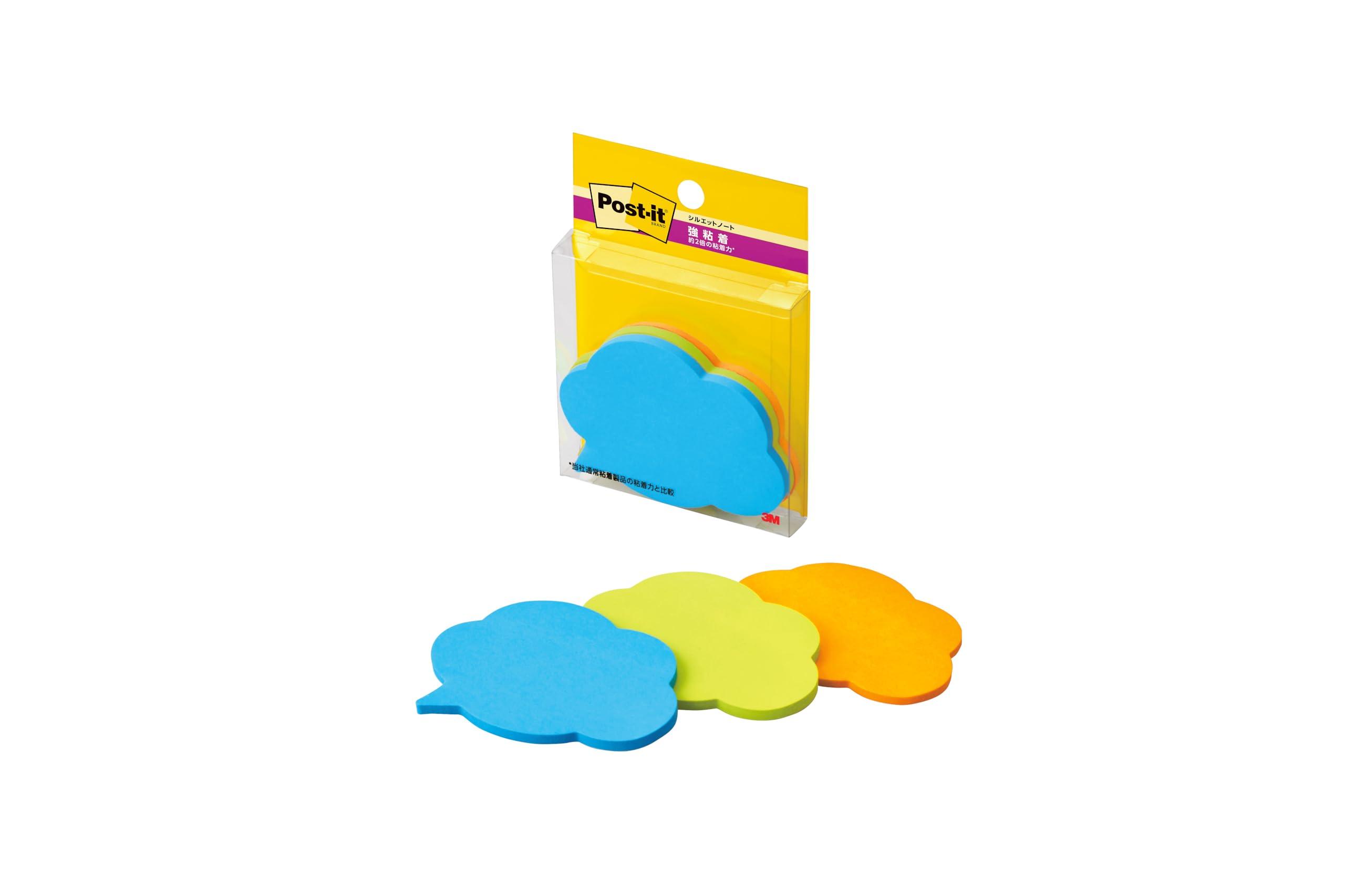 Post-it Notes Strong Adhesive Silhouette Design Speech Bubble 50×69mm 30 Sheets 3 Colors 3 Pads