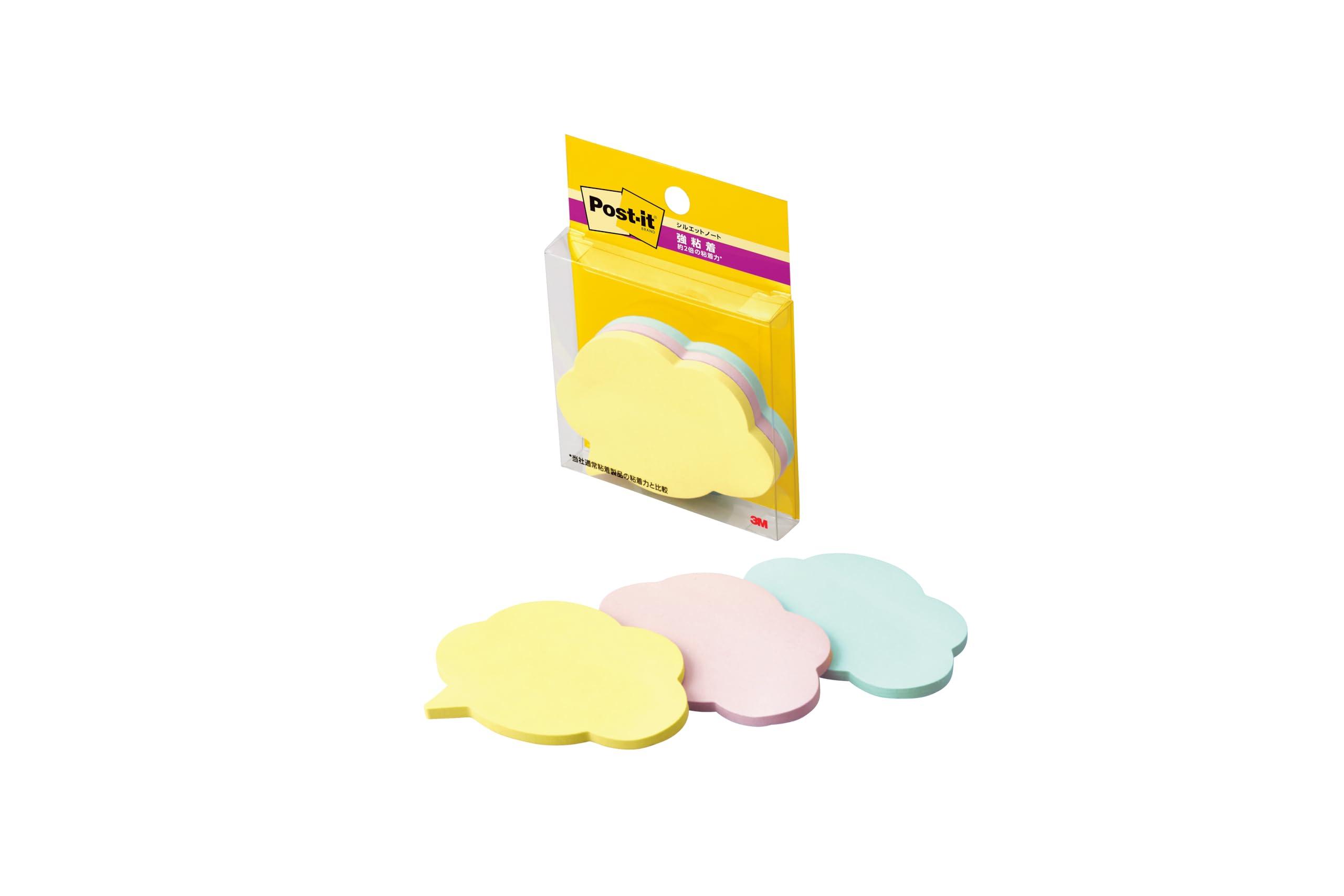 Post-it Notes Strong Adhesive Silhouette Design Speech Bubble 50×69mm 30 Sheets 3 Colors 3 Pads