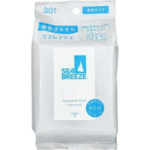 Sea Breeze Face & Body Wipes N Unscented 30 Count