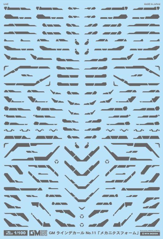 Ashita Decal 1/100 GM Line Decal No.11 “Mechanics Form” Dark Gray & Neon Blue