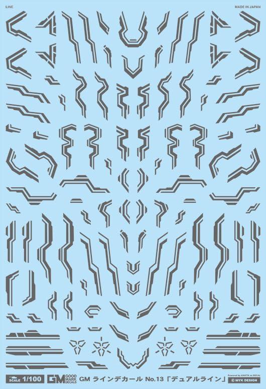 Ashita Decals 1/100 GM Line Decal No.13 “Dual Line” Dark Gray & Neon Blue