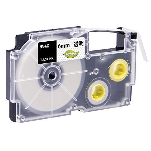 Mylabel Name Land Label Writer Tape <CASIO 6mm Transparent XR-6X Compatible Transparent Tape with Black Text, Length 8M> Compatible Name Land Tape [365-Day Warranty] [International Standard Product]