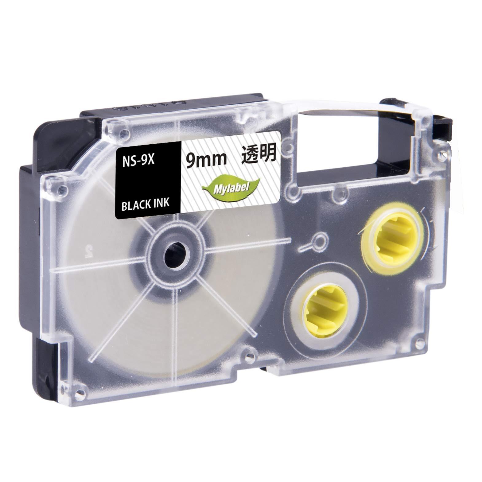 Mylabel Name Land Label Writer Tape <CASIO 9mm Transparent XR-9X Compatible Transparent Tape with Black Text, Length 8M> Compatible Name Land Tape [365-Day Warranty]