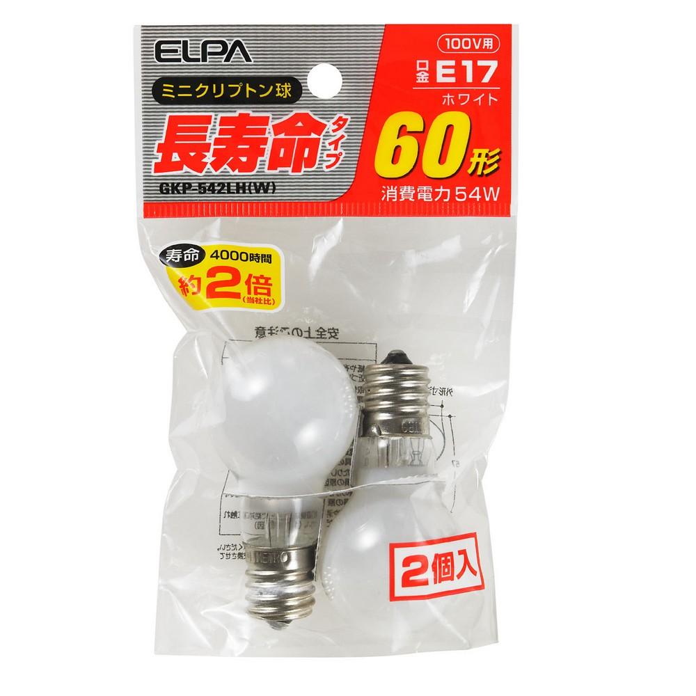ELPA Long-Life Mini Krypton Bulb Light Bulb Lighting Indirect Lighting E17 54W White 2-Pack GKP-542LH(W)