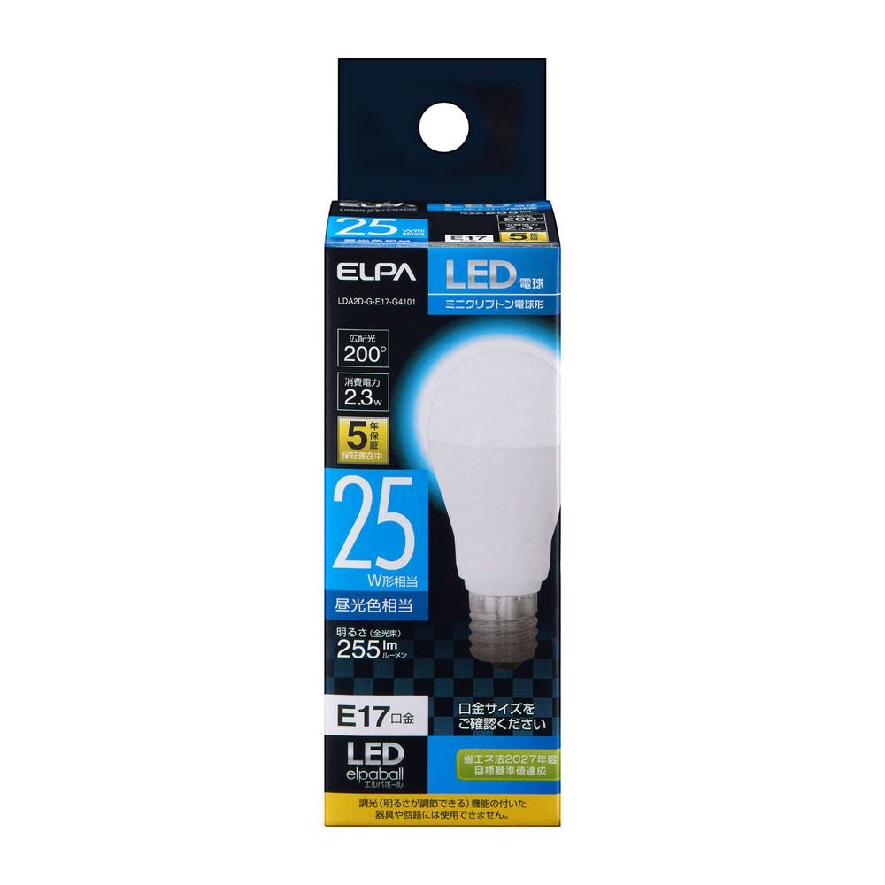 ELPA LED Bulb Mini Krypton Type E17 Indoor Use Daylight Color Equivalent LDA2D-G-E17-G4101