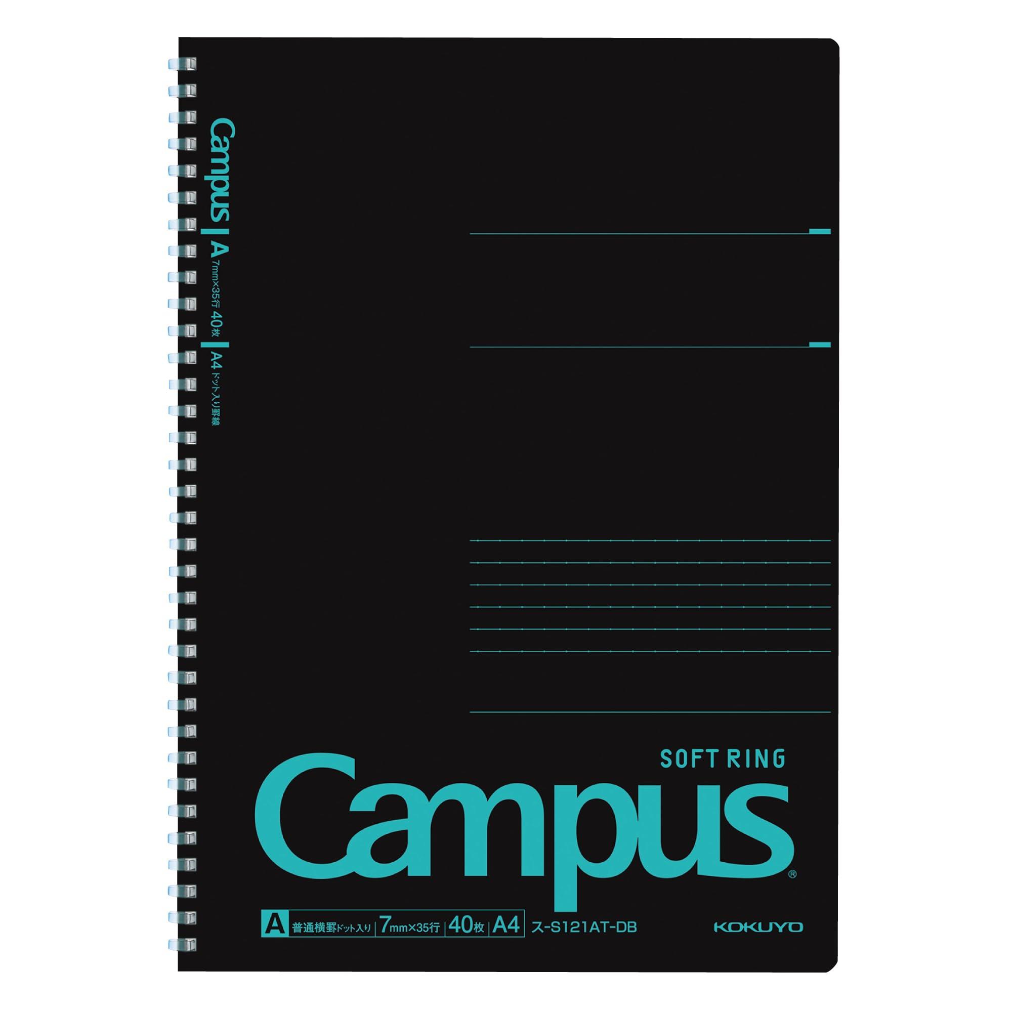 KOKUYO Campus Soft Ring Notebook A4 Dot Grid A-ruled 40 Sheets Black Color Blue Su-S121AT-DB