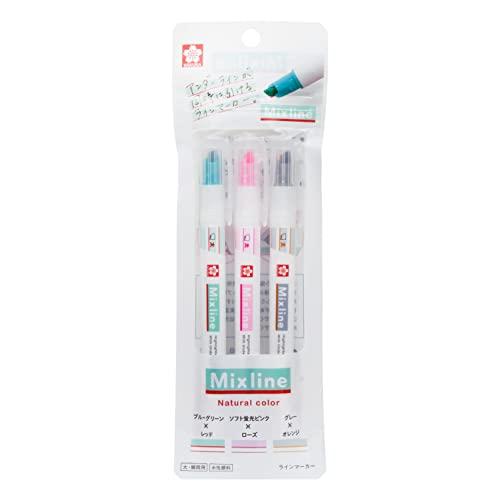 Sakura Cray-Pas Mixline Fluorescent Marker 3-Color Set Natural Colors VUK-T3B