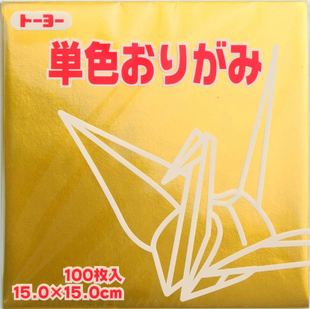 TOYO Origami Paper Single-Sided Solid Color 15cm Square Gold 100 Sheets 064159