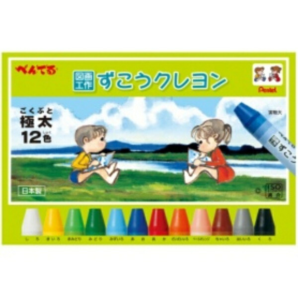 Pentel Crayon Zukou Crayon PTCG1-12 12 Colors