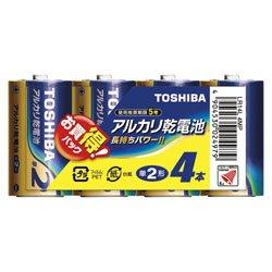 TOSHIBA Alkaline Dry Cell Batteries Size D 4-Pack 1.5V Recommended Use-By Date 5 Years LR14L 4MP