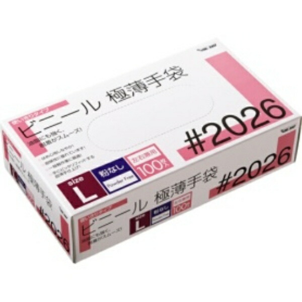 Kawanishi Kogyo Disposable Vinyl Gloves Powder-Free 100 Count #2026 Clear L