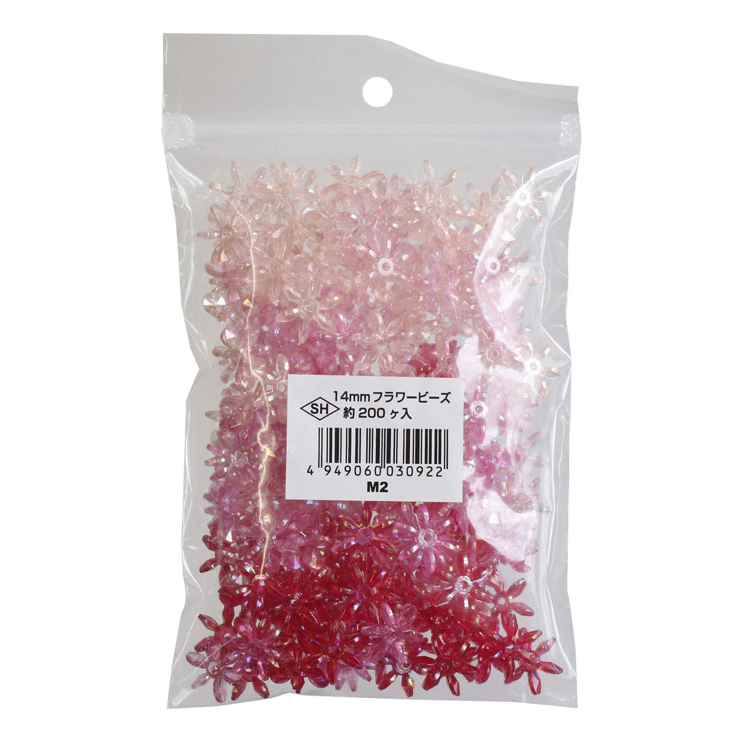 Shimamura Flower Beads Pink/Red Series 14mm 200-Piece Pack ASH-FL14-M2