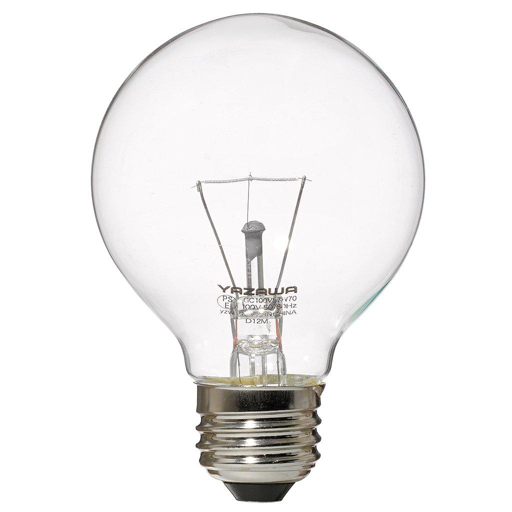 YAZAWA CORPORATION Ball Bulb 40W Equivalent Diameter 70mm Clear GC100V38W70